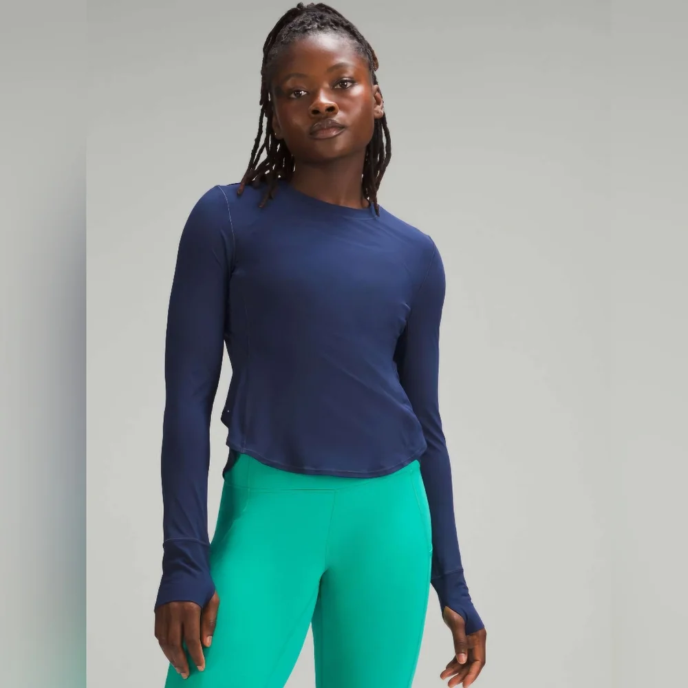 Lululemon UV Protection Fold-Over Running Long-Sleeve Shirt Night Sea